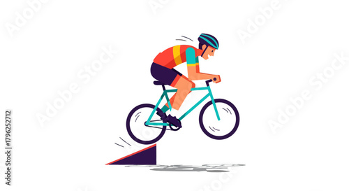 Cyclist Performing a Stunt on a Bicycle, Isolated on a Black Background, Conceptual Design