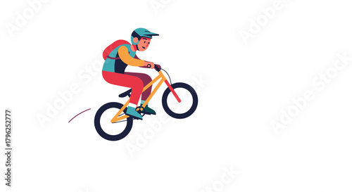 Cyclist Performing Stunt on Bicycle Illustrates Cycling Sport and Adventure Safely