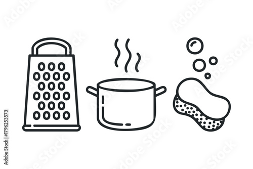 Kitchen tool set for cooking and cleaning