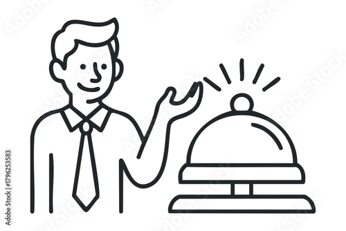 Smiling Man Presses Service Bell