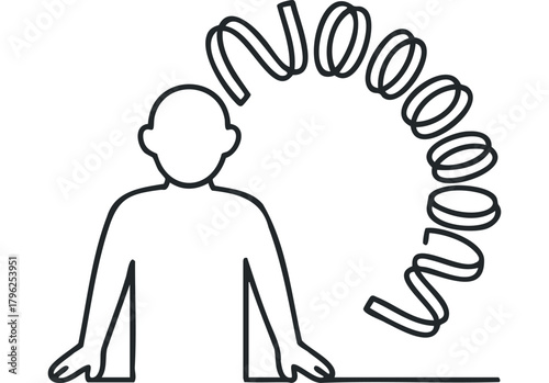 Person with a spring emanating from head