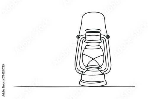 Stylized Outline of a Vintage Oil Lamp