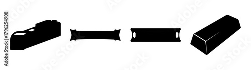 Set of black progress bar elements for ui design and game development