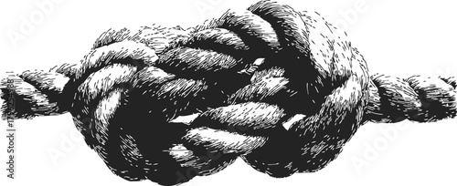 Square knot sketch hand drawn rope tied in classic reef knot — stock vector