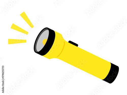 点灯した黄色の懐中電灯イラスト