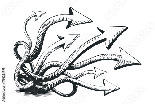 Hand drawn arrows pointing in different directions