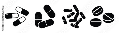 Collection of assorted pharmaceutical pills and capsules for medical treatment