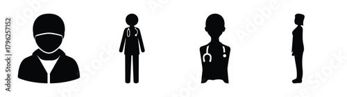 Diverse medical healthcare professionals icon set for general use