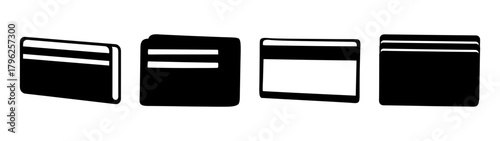 Row of four credit card sized health insurance cards showing different design elements and textures