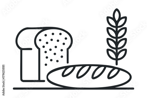 Loaf of bread and wheat stalk symbol