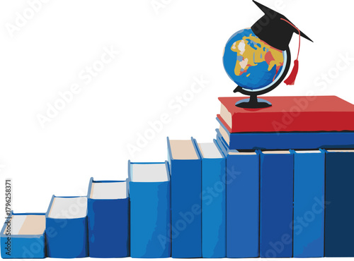 World knowledge on books with graduation hat education global learning knowledge