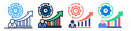 Efficiency Improvement Icon Sheet Multiple Style Collection 