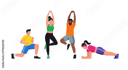 Diverse Group Of People Engaging In Varied Fitness Exercises For Achieving Wellness Goals