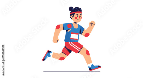 Energetic Athlete Sprinting in Full Form, Performing a Race Against the Black Backdrop