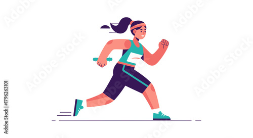 Energetic Female Runner In Action Illustrating Speed, Health, and Competition