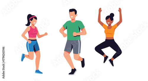 Energetic People Exercising Together During a Sport or Fitness Activity