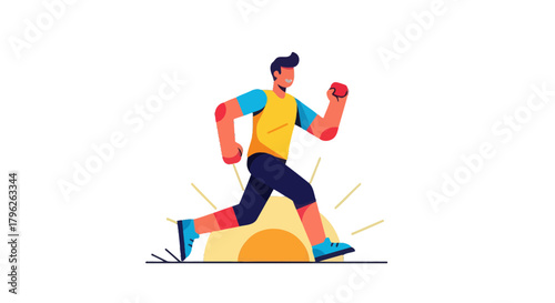 Energetic Runner Silhouetted Against a Sunrise Symbolizing Achievement and Progress