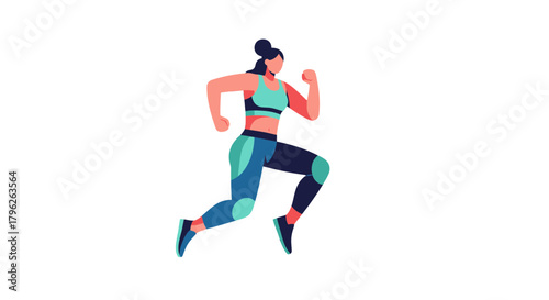 Energetic Running Woman Silhouette on Black Background: Fitness, Exercise, Health, and Wellbeing