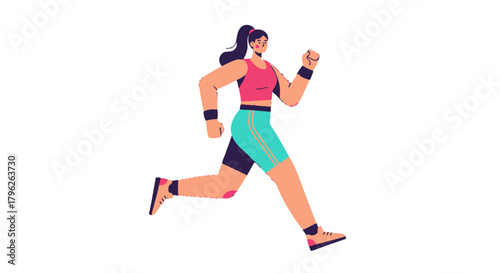 Energetic Woman In Sportswear Doing A Run, Representing Health And Fitness Concept