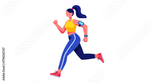 Energetic Woman Running in a Modern Style Illustrating Health and Fitness Lifestyle