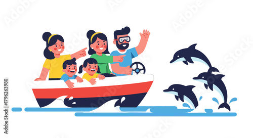 Family Boat Excursion: Watching Dolphins in the Ocean's Playful Embraze