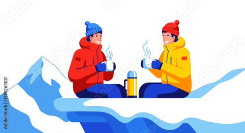 Enjoying Hot Beverages Above The World After A Satisfying Mountain Climbing Experience