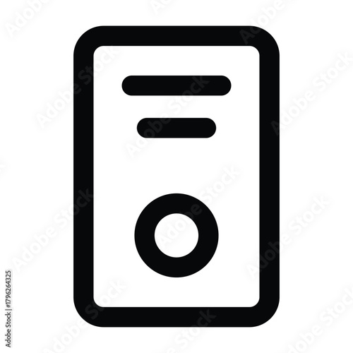 Computer tower outline with front panel details drawn in clean strokes. Suitable for hardware diagrams, system visuals, and IT illustrations.