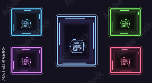 Digital Portal Icons Set Cyber Monday Vector