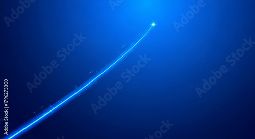 A single beam of blue light shooting upwards into the darkness, symbolizing progress, innovation, and a bright future, set against a deep blue gradient background