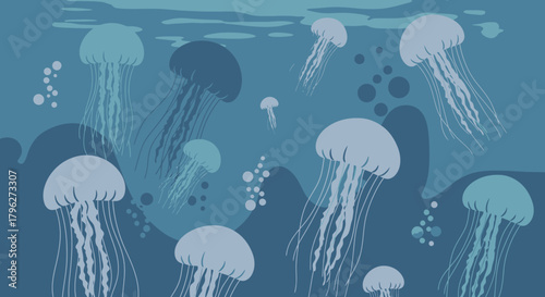 Whimsical Underwater Jellyfish Pattern: A Sea of Tranquility and Marine Serenity