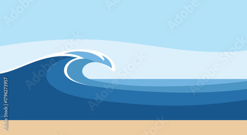Stylized ocean wave illustration, clean vector design for summer and nature themes