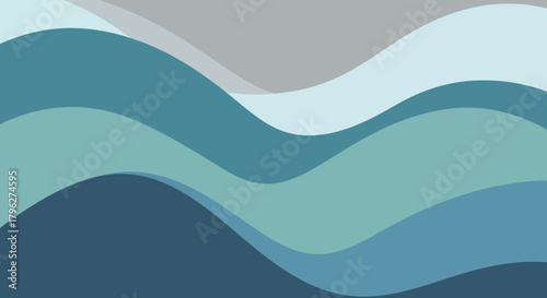 Abstract ocean wave pattern in shades of blue and gray evokes serenity and calmness