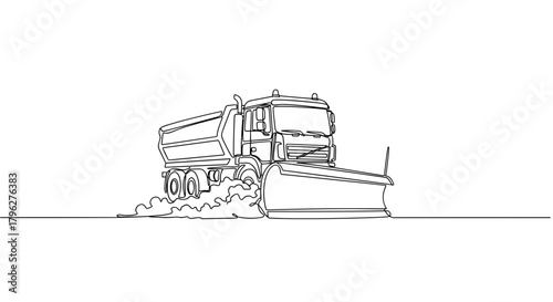 Snowplow clearing road line drawing symbolizing winter service