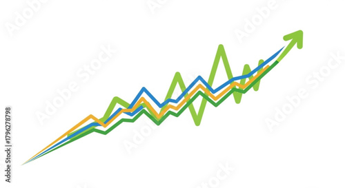 A colorful stock market graph with an upward trend, showing growth and success a visual representation of financial progress and investment returns