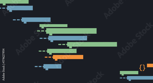 Abstract visualization of project timelines with color-coded tasks and dependencies for effective