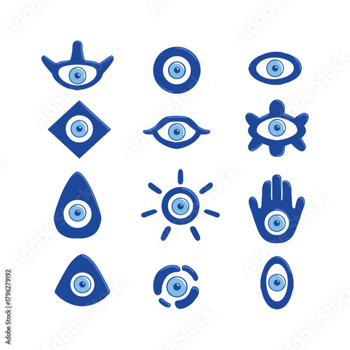 Collection of Blue Evil Eye Protection Symbols