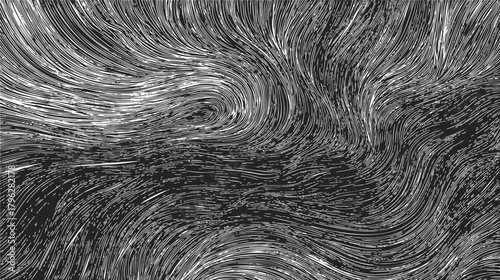 Abstract lines sketch hand drawn swirling monochrome pattern background — stock vector