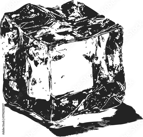 Wallpaper Mural Ice cube sketch hand drawn style with detailed texture and bold shadow — stock vector Torontodigital.ca