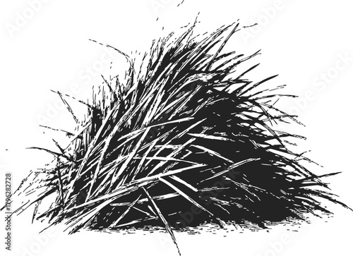 Haystack sketch, hand drawn pile of dry grass in rustic farm style — stock vector