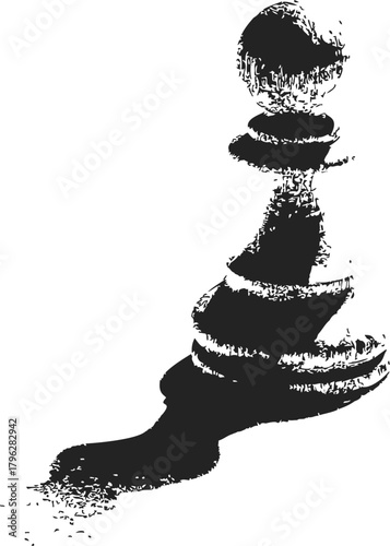 Chess pawn sketch hand drawn with dramatic shadow in black and white — stock vector