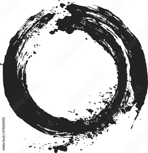 Ensō circle sketch, hand drawn Zen symbol with bold brushstroke, isolated on white — stock vector