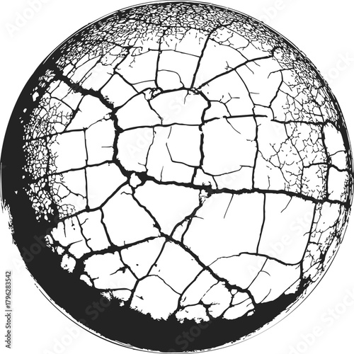 Wallpaper Mural Cracked earth globe sketch, hand drawn round dry soil texture — stock vector Torontodigital.ca