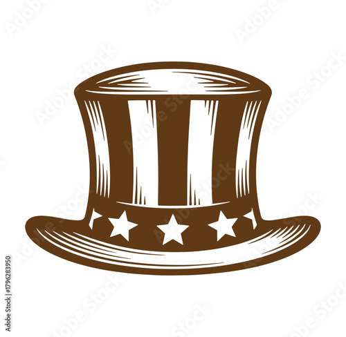 Vintage illustrated uncle sam hat symbol for independence day or patriotic events