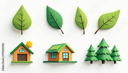 Eco Travel Icons Pack Green Accommodation Symbols