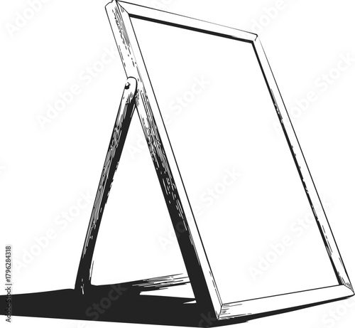Easel hand drawn sketch with blank canvas in side view — stock vector