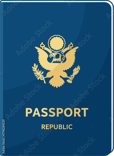 Clean Modern Style Passport Cover with Eagle Emblem and Republic Text