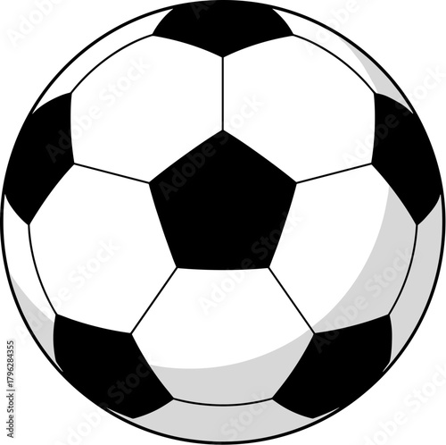 Flat Design Classic Football Ball with Black and White Patterns Illustration