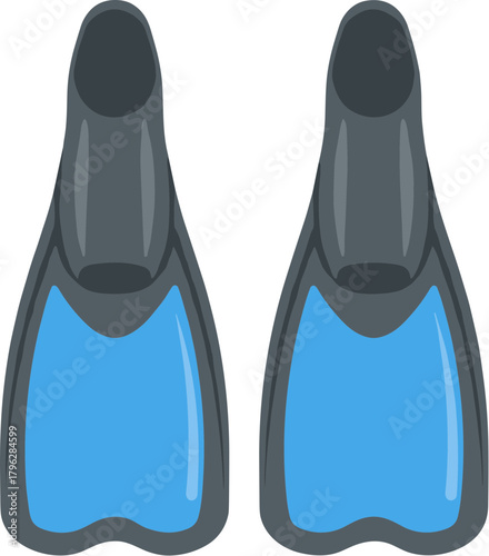 Flat Style Snorkel Fins Aquatic Sport Swim Equipment Illustration