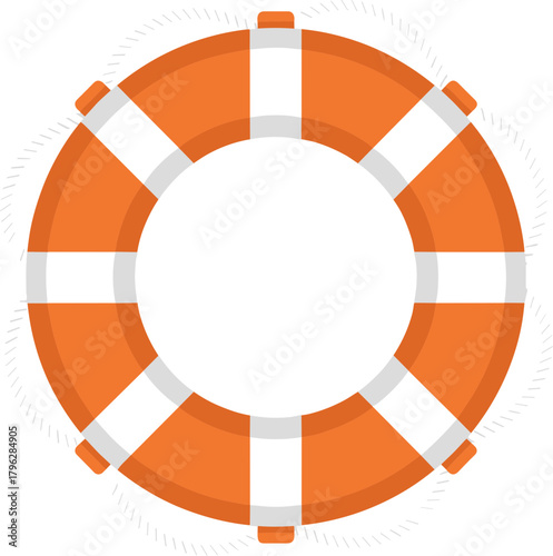 Simple Flat Design Orange and White Lifebuoy Ring Nautical Maritime Icon