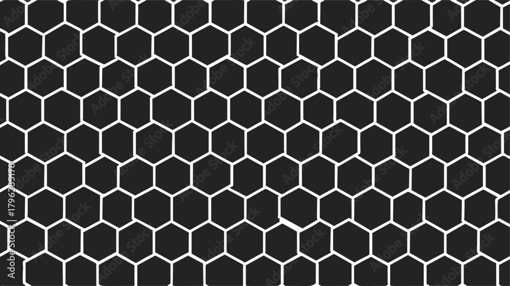 Hexagon pattern seamless sketch, hand drawn geometric honeycomb grid background — stock vector